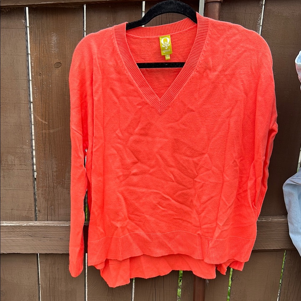 Bright Orange V-Neck Sweater